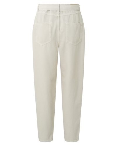 Denim broek met hoge taille en strik 