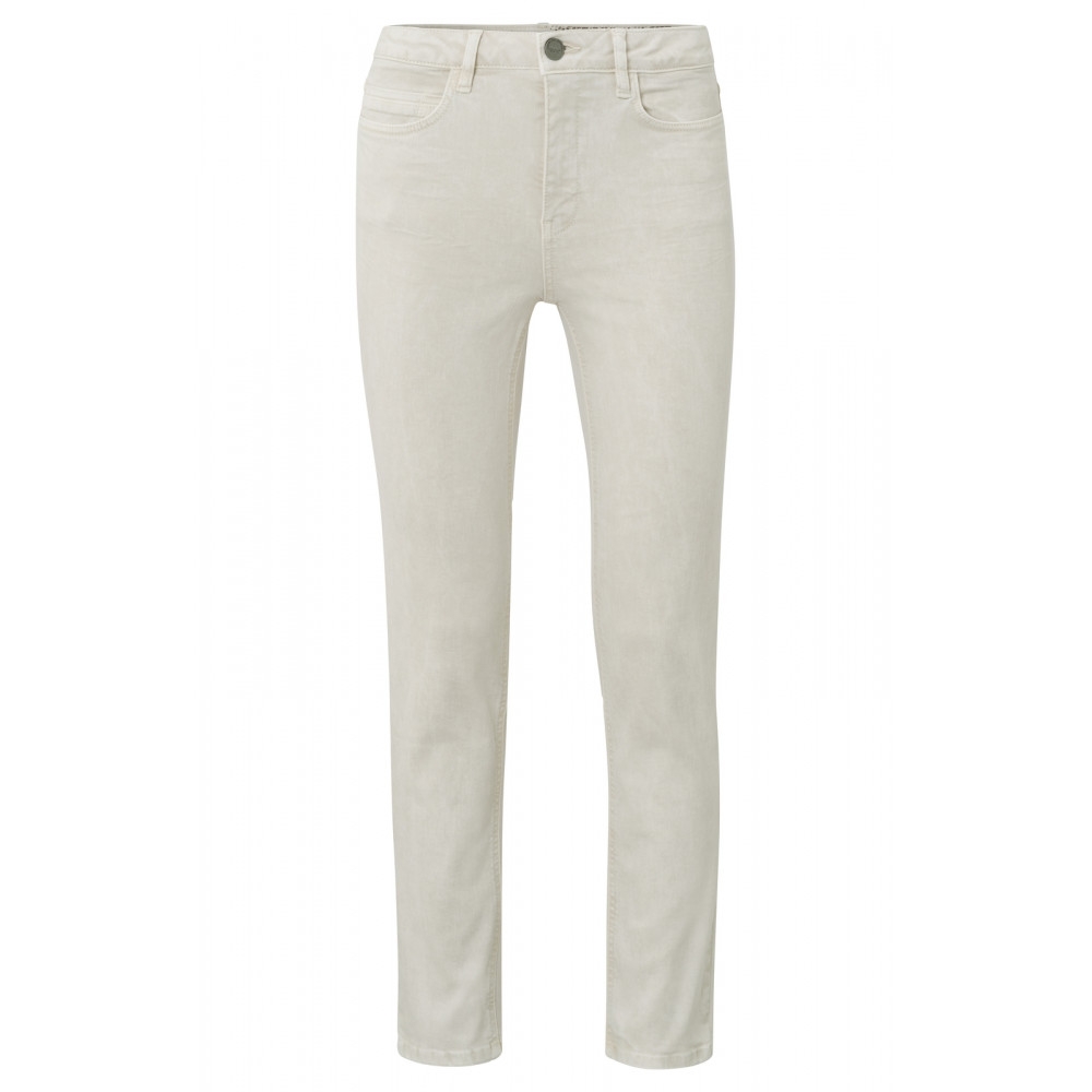 DENIM JEANS MET RECHTE PIJP BEIGE