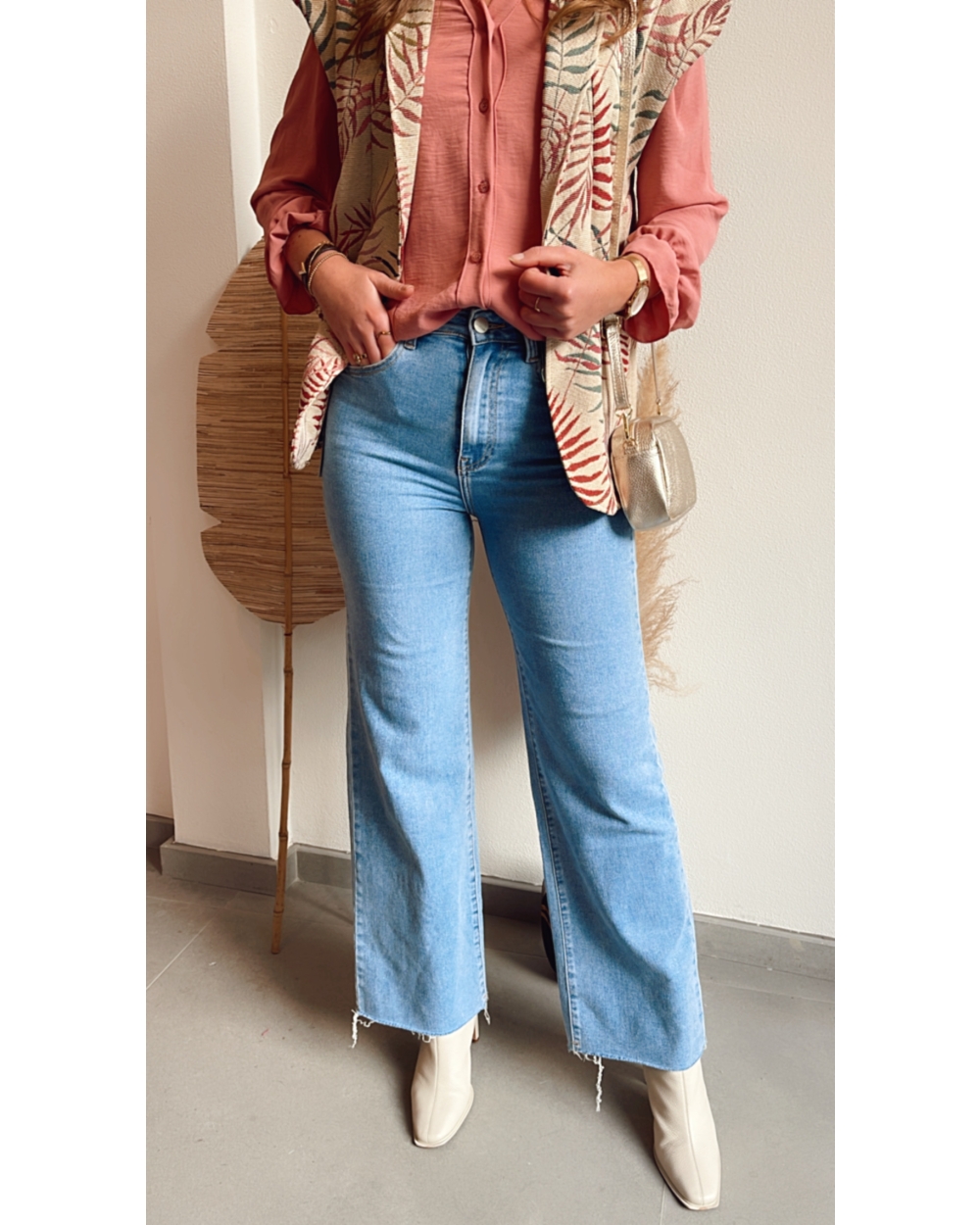 WIDE LEG JEANS MID BLUE