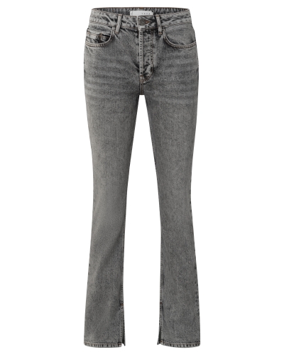 YAYA MID WAIST DENIM JEANS MET SPLIT LICHTGRIJS