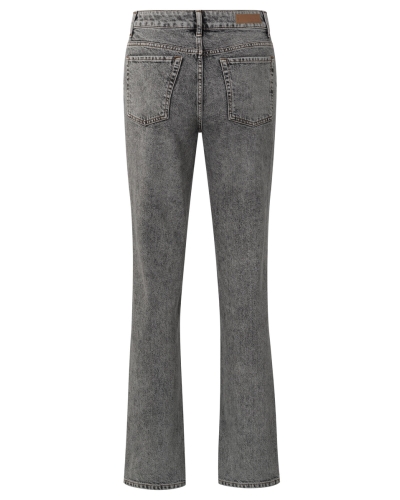 MID WAIST DENIM JEANS MET SPLIT LICHTGRIJS