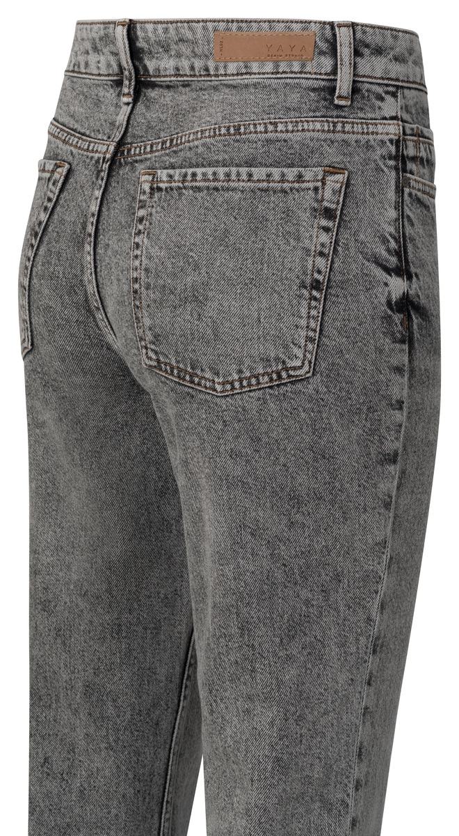 MID WAIST DENIM JEANS MET SPLIT LICHTGRIJS