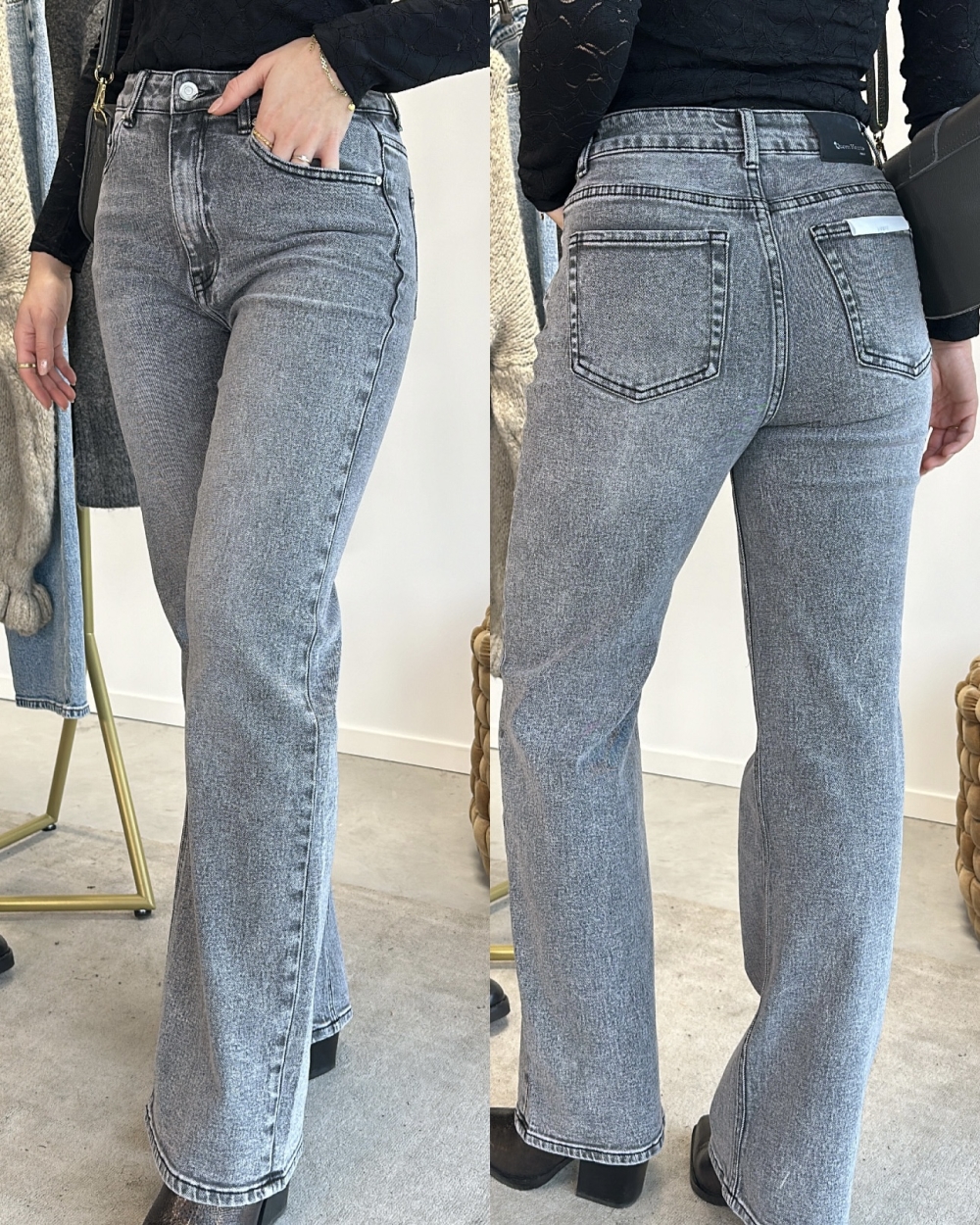 WIDE LEG JEANS GRIJS