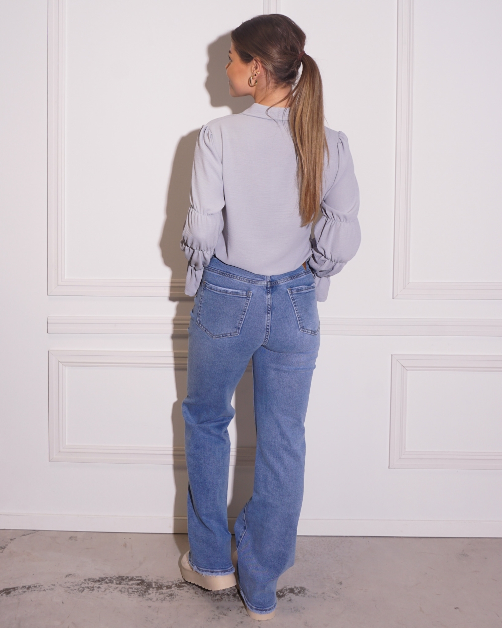 WIDE LEG JEANS ROOS BLAUW