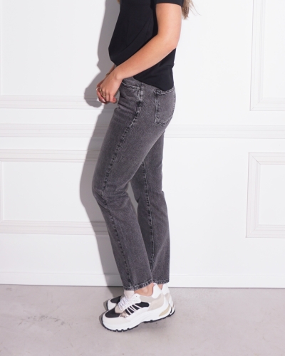 HIGH WAIST JEANS ACID WASH ZWART