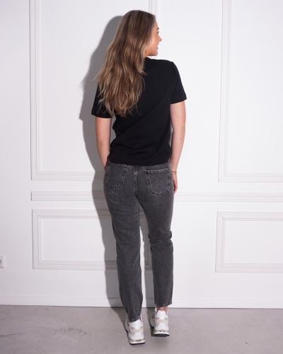 HIGH WAIST JEANS ACID WASH ZWART
