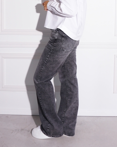 WIJDE JEANS ACID WASH ZWART