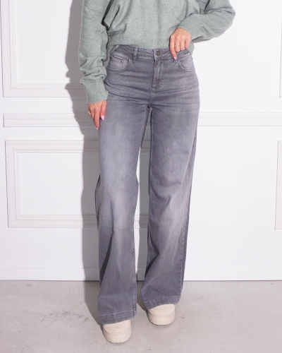 YAYA EXTRA WIDE LEG JEANS L34 GRIJS