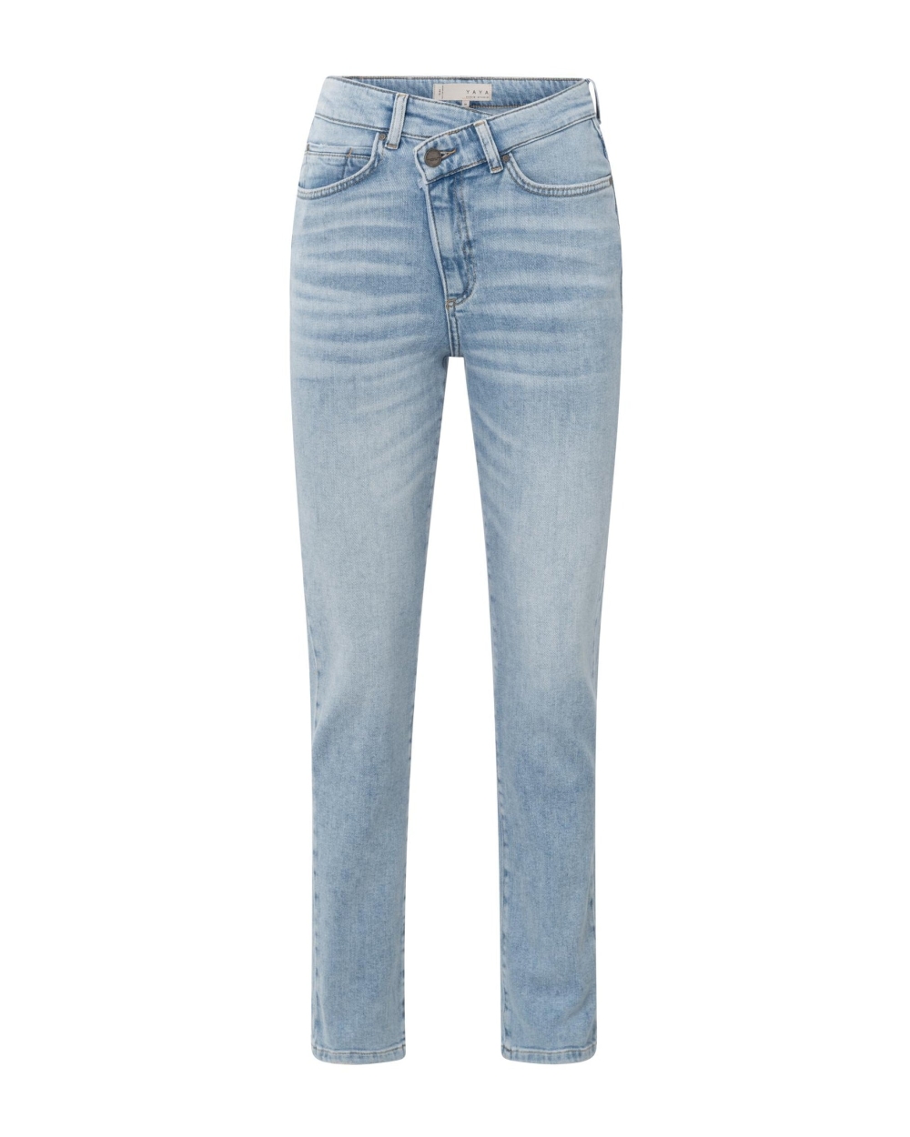 RECHTE JEANS MET OVERSLAGDETAIL
