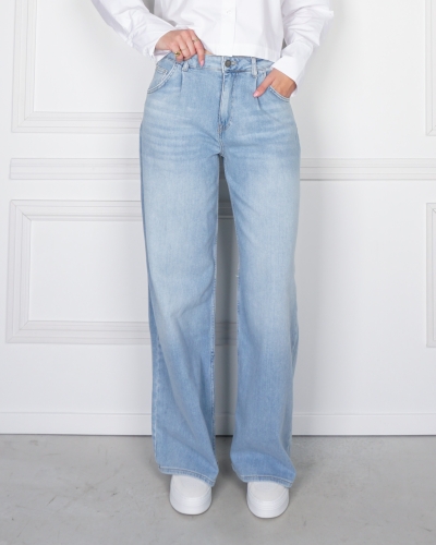 YAYA BROEK MET WIJDE PIJPEN BLAUW L34