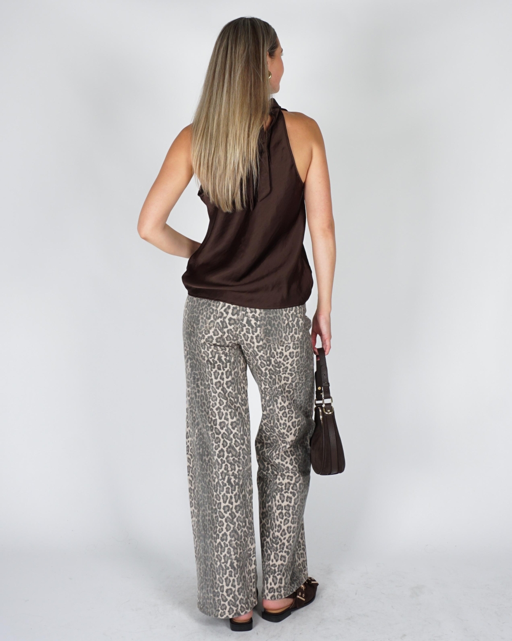 JEANS LEOPARD DAD FIT BRUIN BEIGE