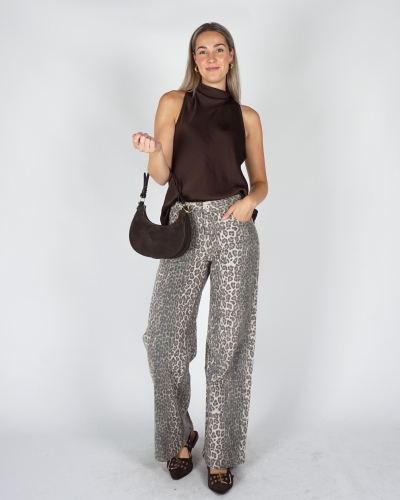 JEANS LEOPARD DAD FIT BRUIN BEIGE
