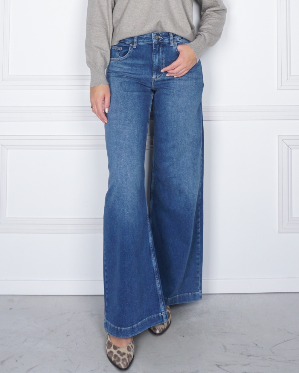 WIDE LEG JEANS LENGTE 34 BLAUW
