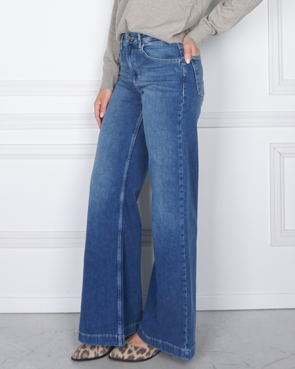 WIDE LEG JEANS LENGTE 34 BLAUW
