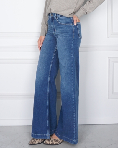 YAYA WIDE LEG JEANS LENGTE 34 BLAUW