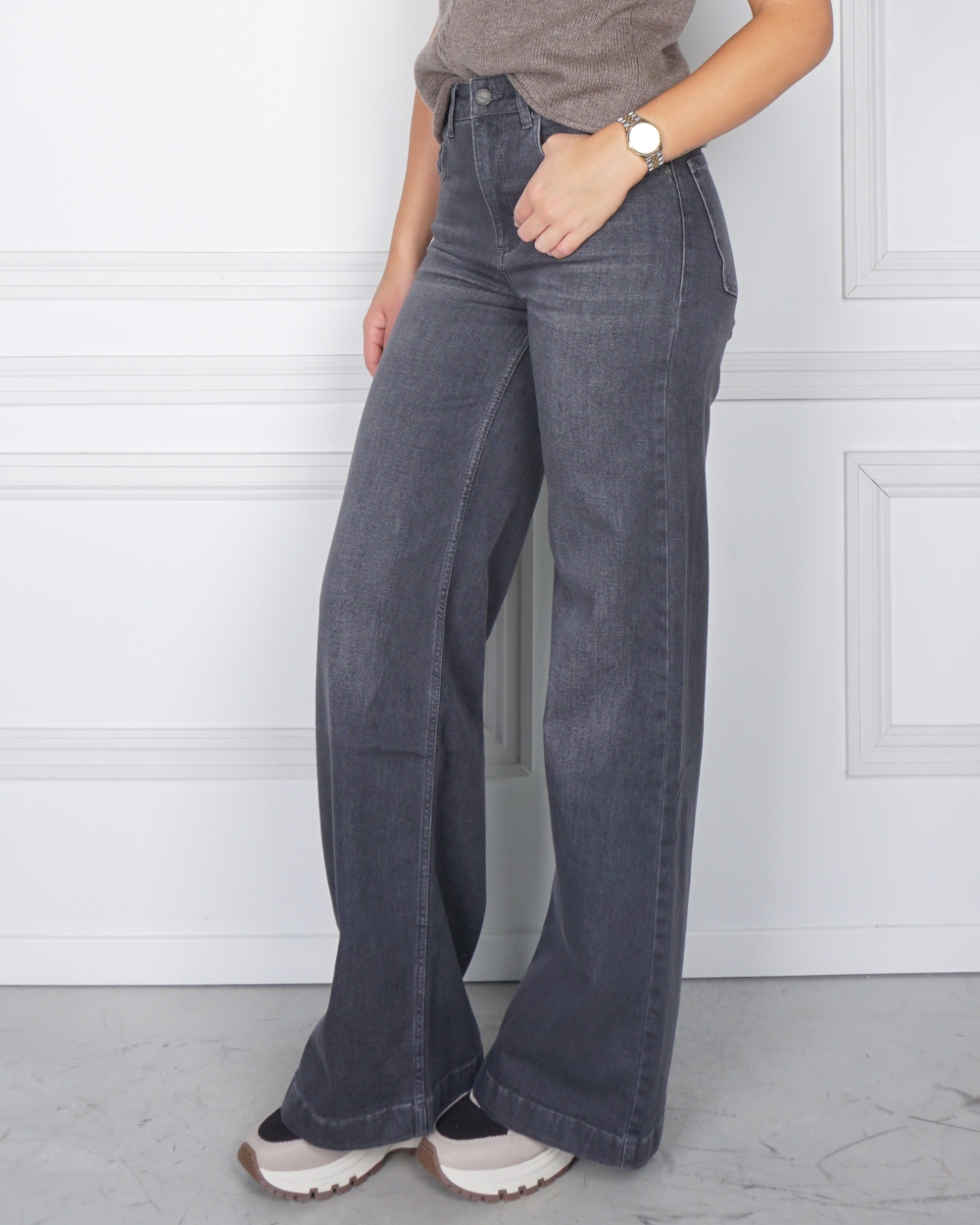 WIDE LEG JEANS LENGTE 34 GRIJS