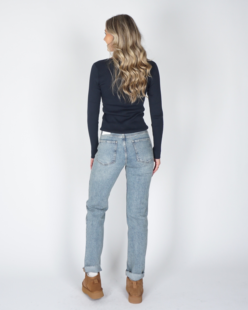 STRAIGHT FIT JEANS WASHED BLAUW L32