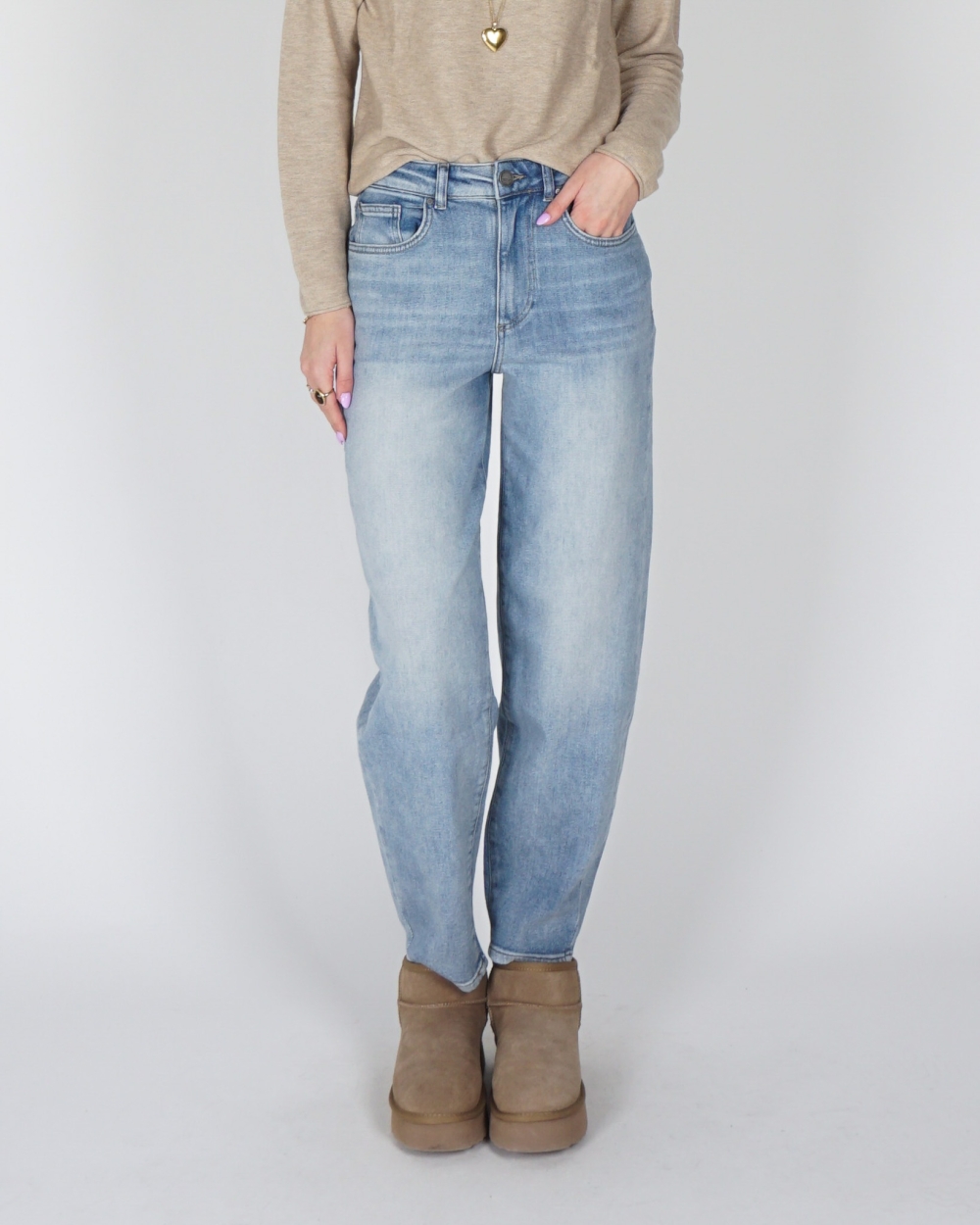 HIGH WAIST MOM JEANS BLAUW