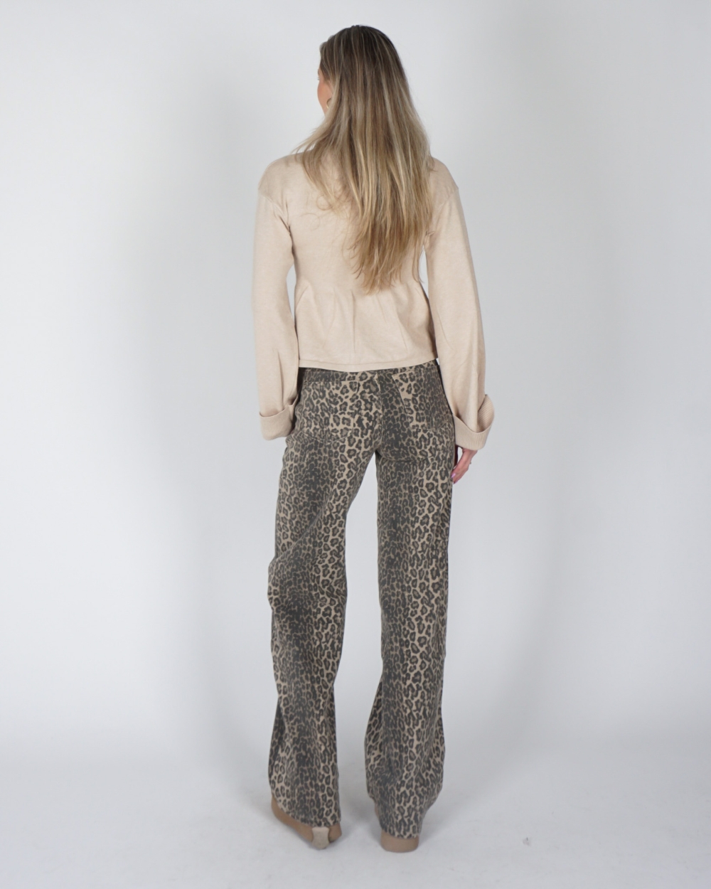 LEOPARD TALL JEANS DAD FIT BRUIN BEIGE