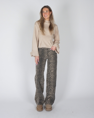 LEOPARD TALL JEANS DAD FIT BRUIN BEIGE