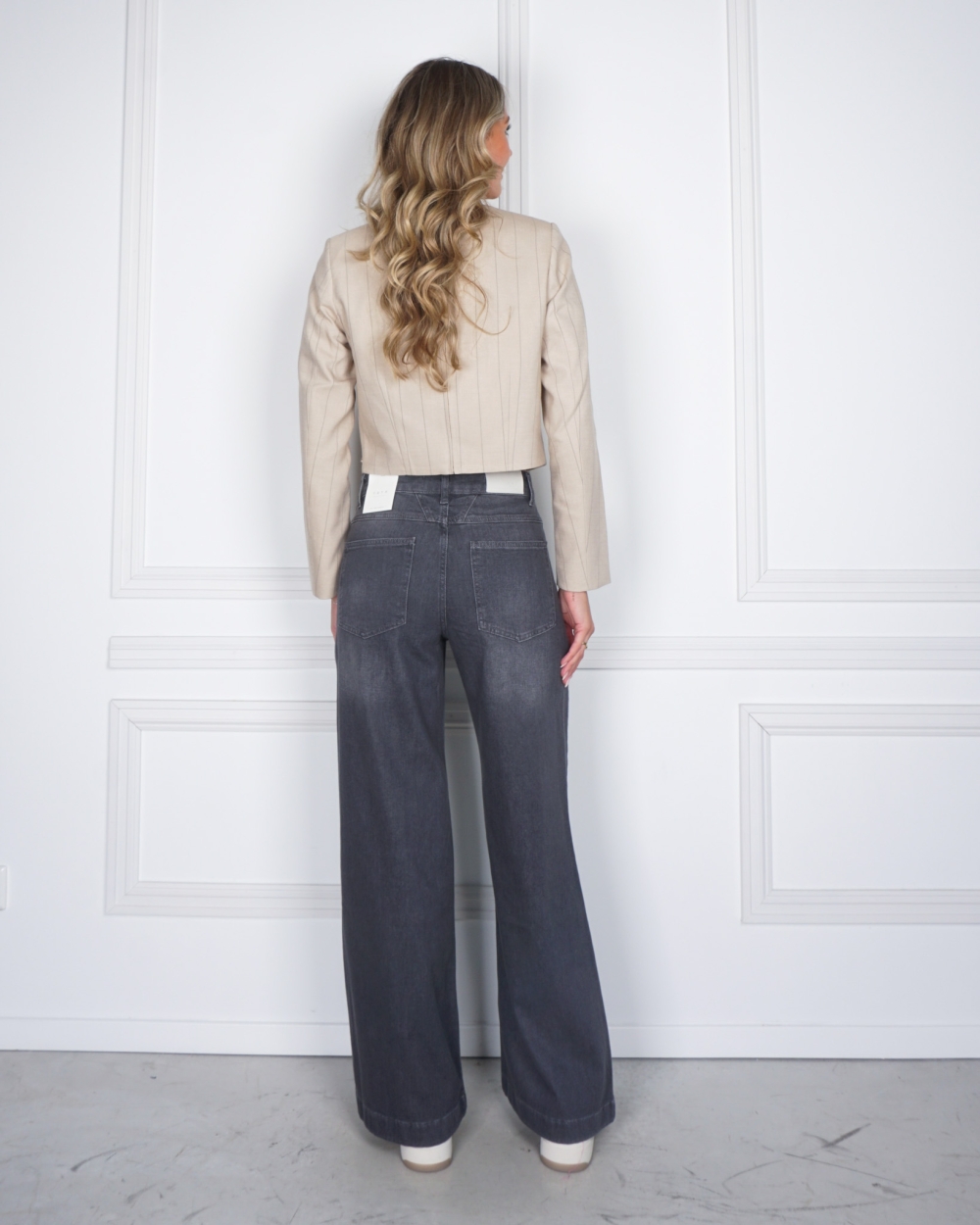 WIDE LEG JEANS LENGTE 32 GRIJS