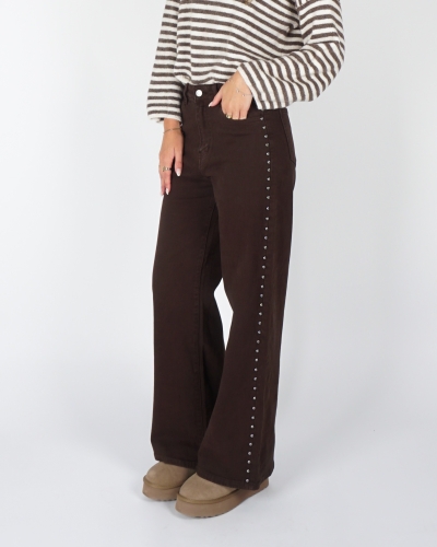 Gossip  WIDE LEG JEANS MET STUDS BRUIN