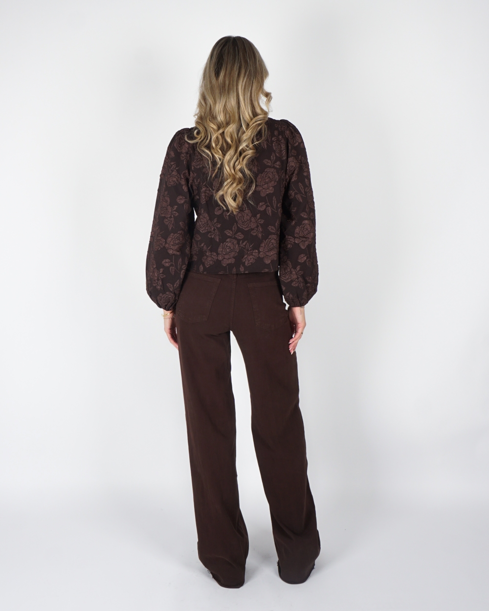 WIDE LEG TALL JEANS DONKER BRUIN