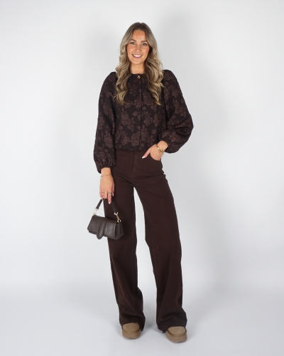 WIDE LEG TALL JEANS DONKER BRUIN