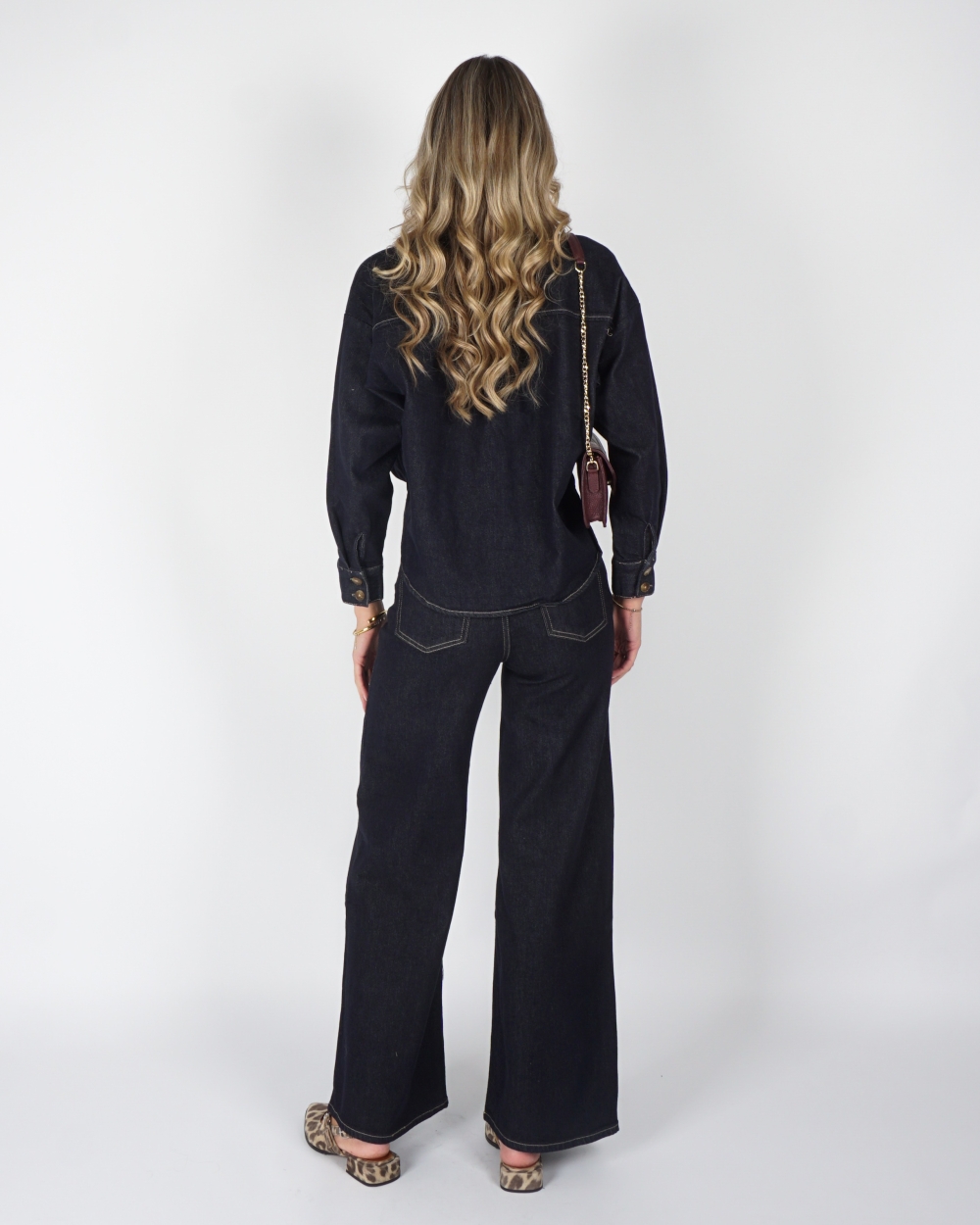 WIDE LEG JEANS NINA DONKER BLAUW
