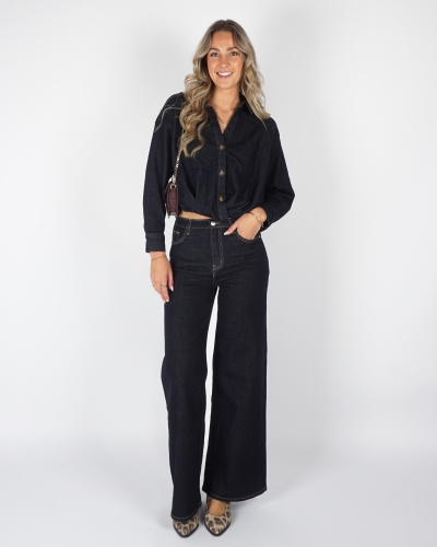 WIDE LEG JEANS NINA DONKER BLAUW
