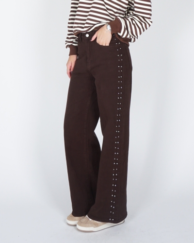 Gossip WIDE LEG JEANS DUBBELE STUDS BRUIN