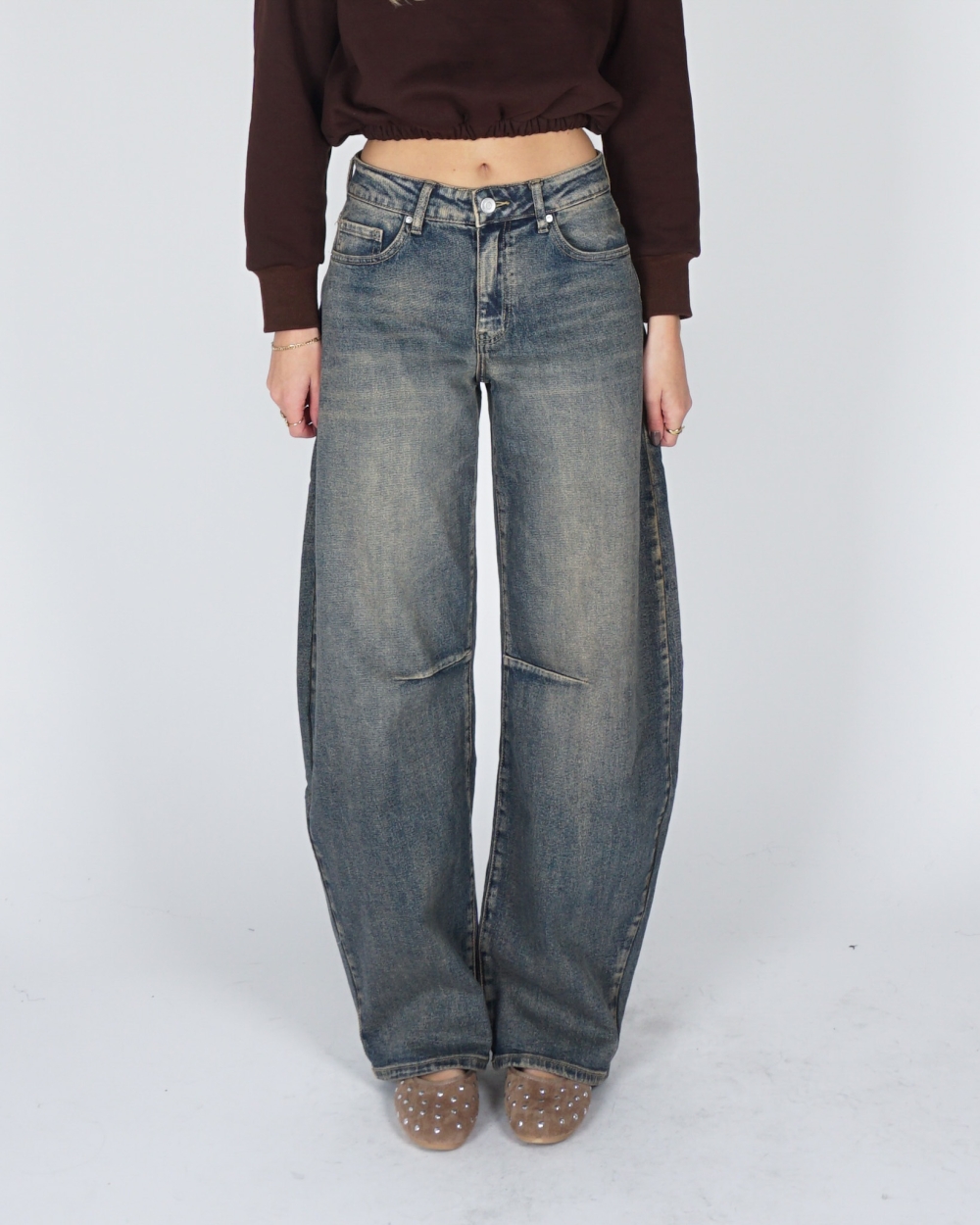 BARREL JEANS BLUE STONE WASH