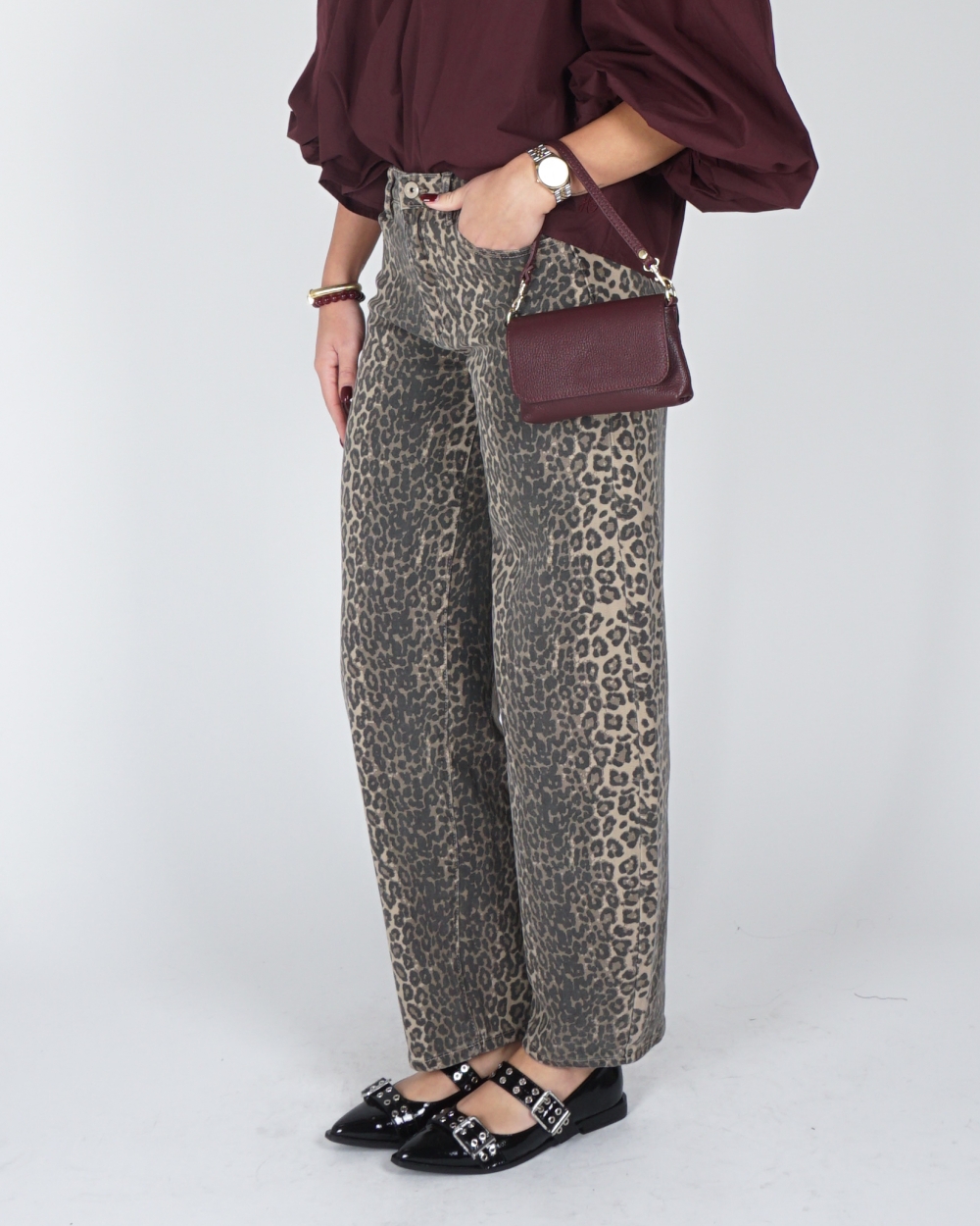 LEOPARD BALLOON JEANS BRUIN BEIGE