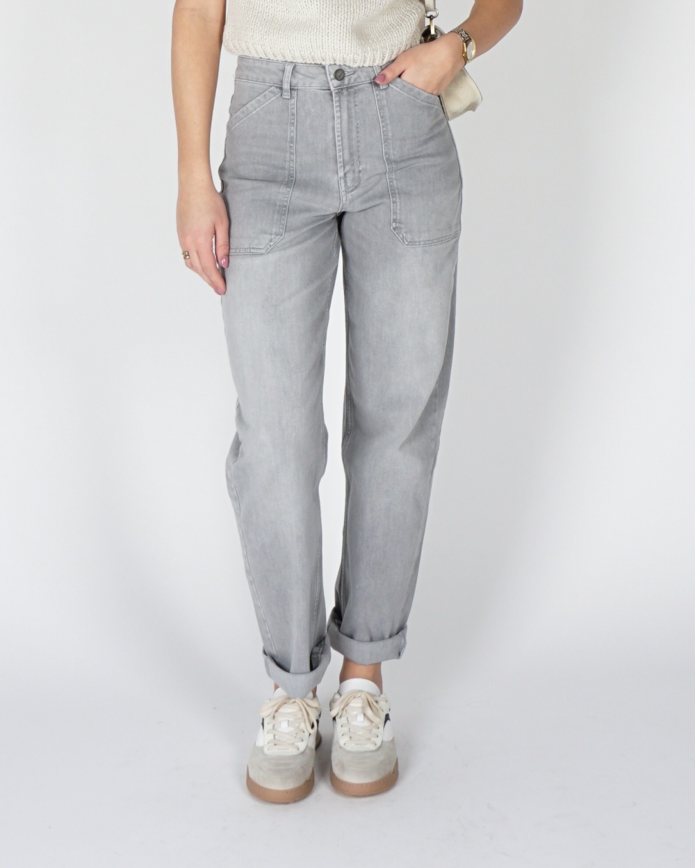 BARREL JEANS MET CARGO DETAILS GRIJS 