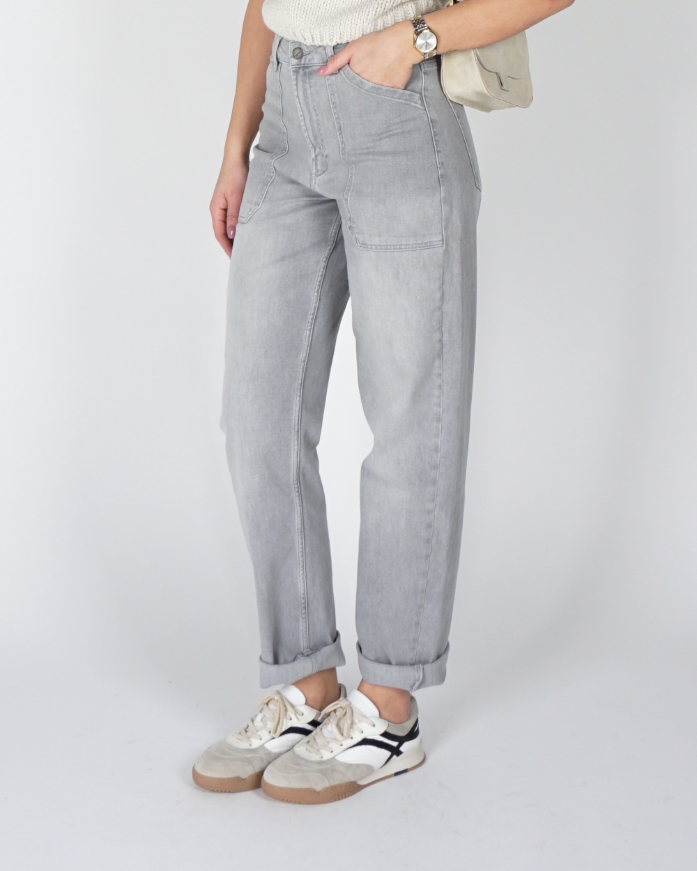 BARREL JEANS MET CARGO DETAILS GRIJS 