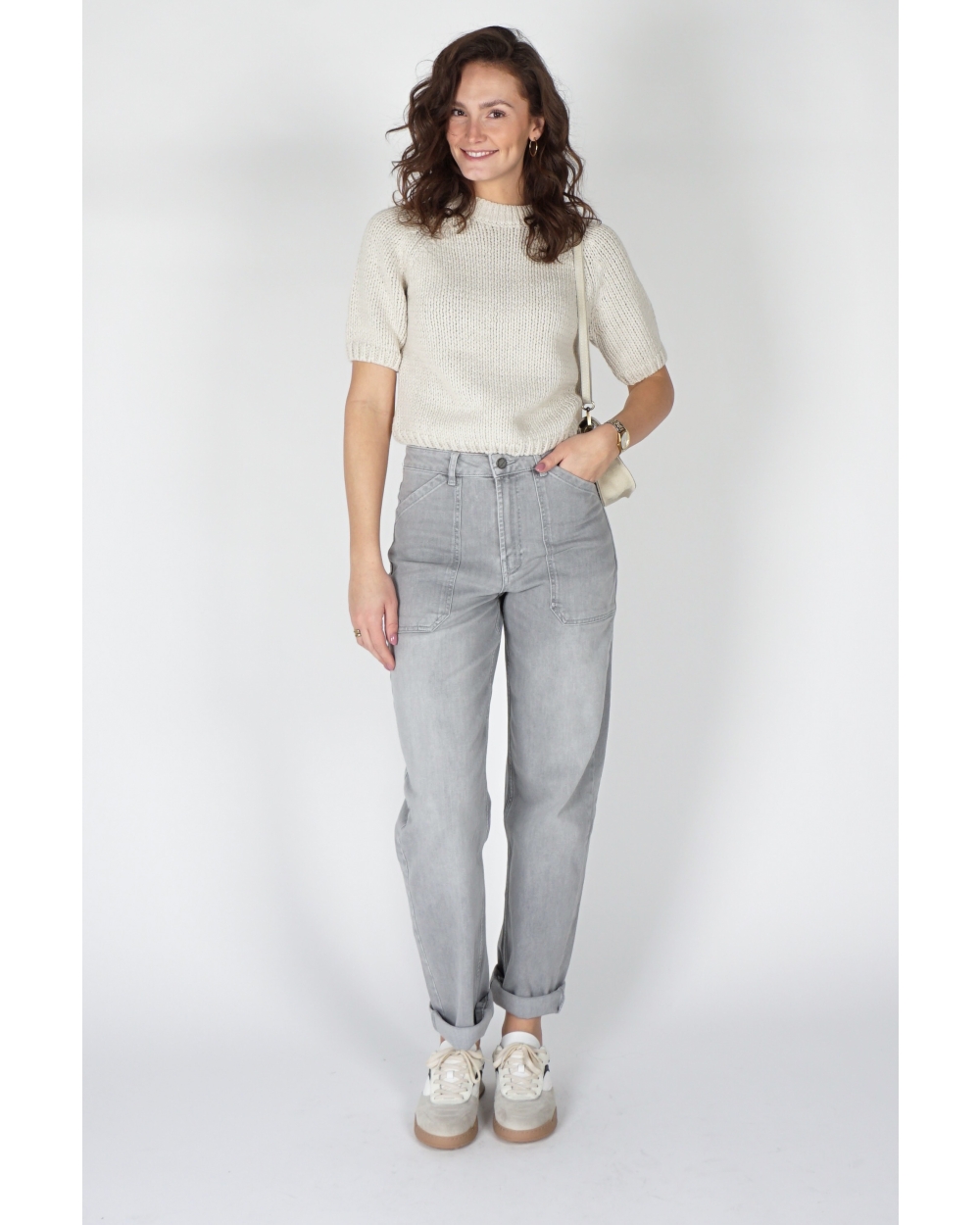 BARREL JEANS MET CARGO DETAILS GRIJS 