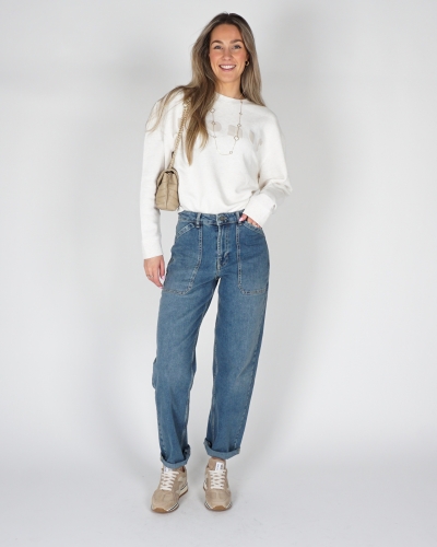 BARREL JEANS MET CARGO DETAILS BLAUW