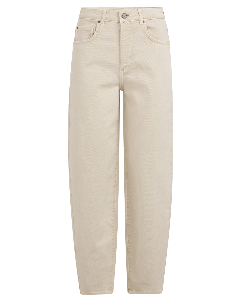 BARREL JEANS MET NAADDETAILS ECRU