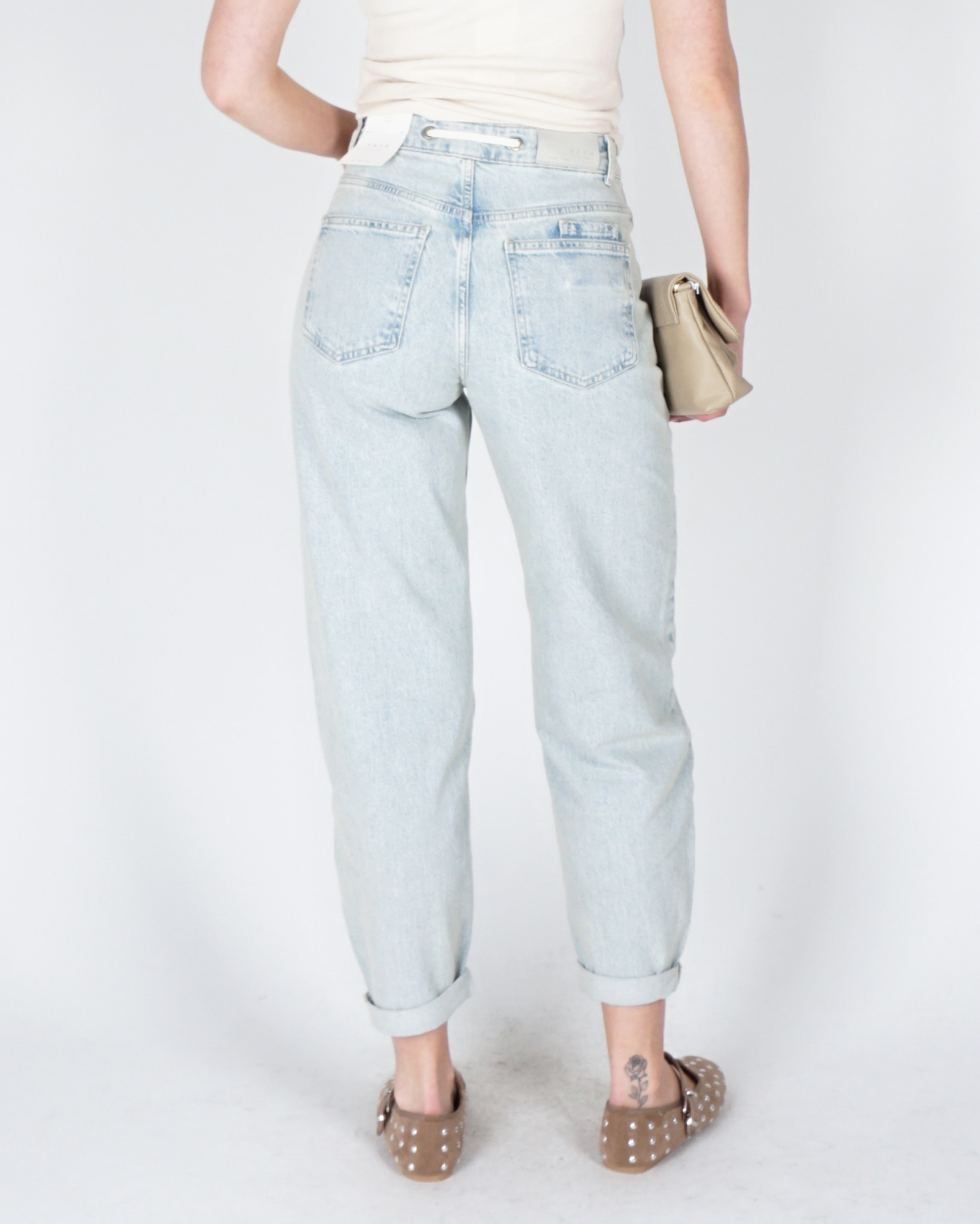 JEANS MET KOORDSLUITING LICHT BLAUW
