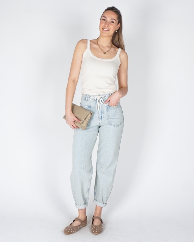 JEANS MET KOORDSLUITING LICHT BLAUW