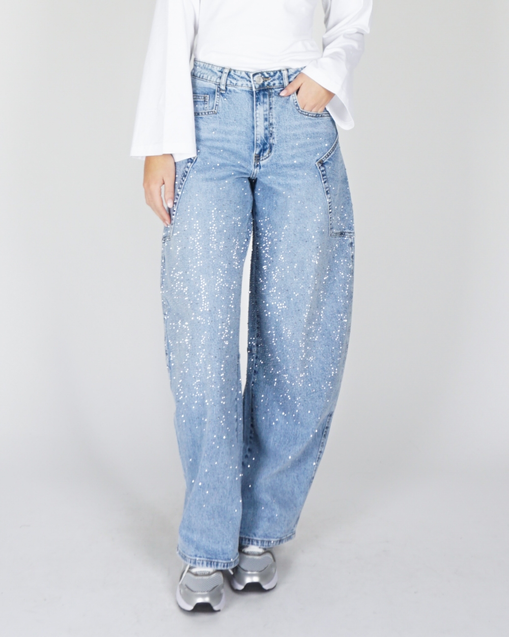 BALLOON JEANS DO STRASS BLAUW