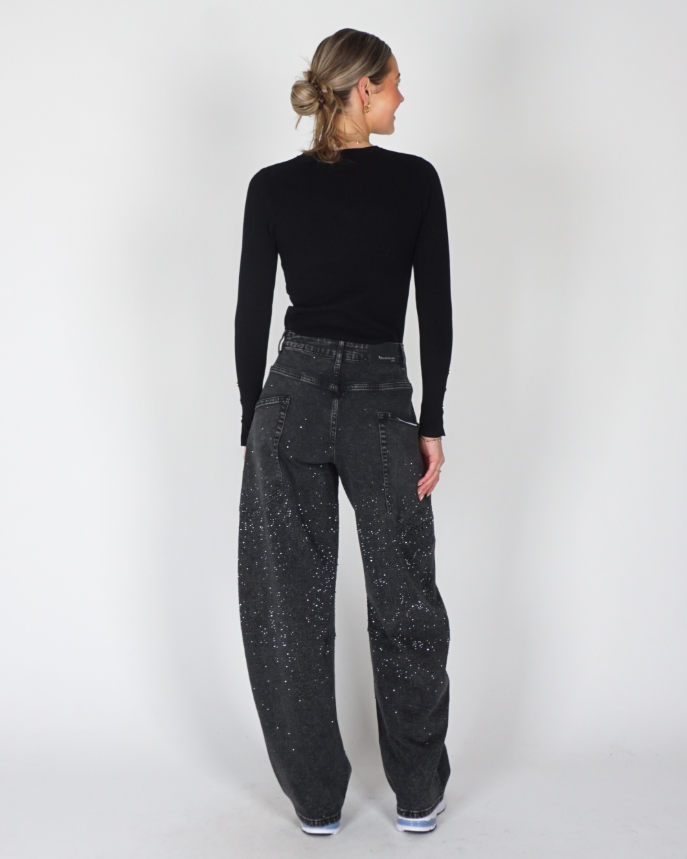 BALLOON JEANS DO STRASS ZWART