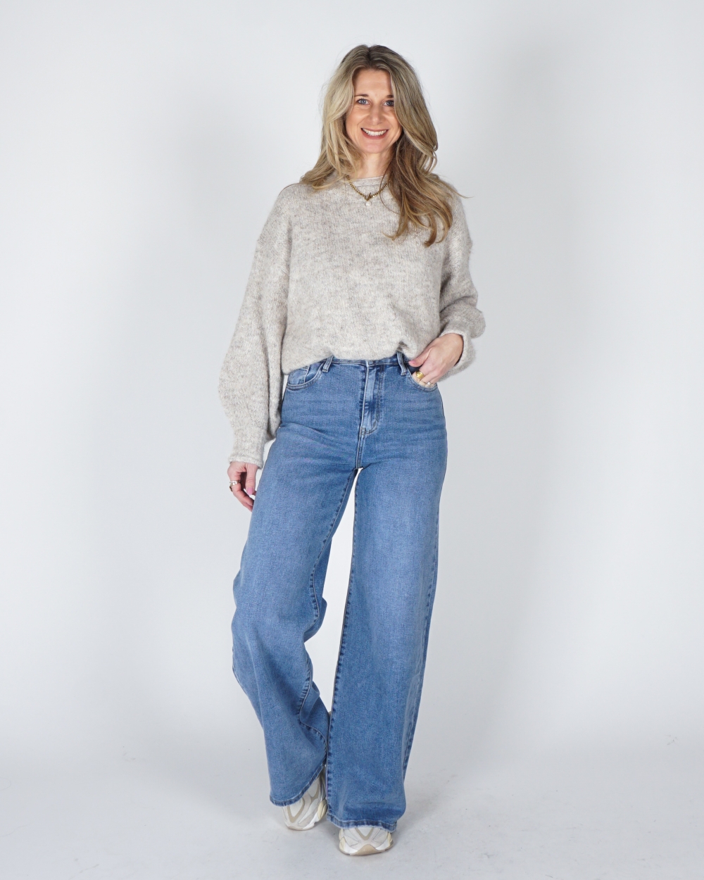 WIDE LEG JEANS ANNA MEDIUM BLAUW