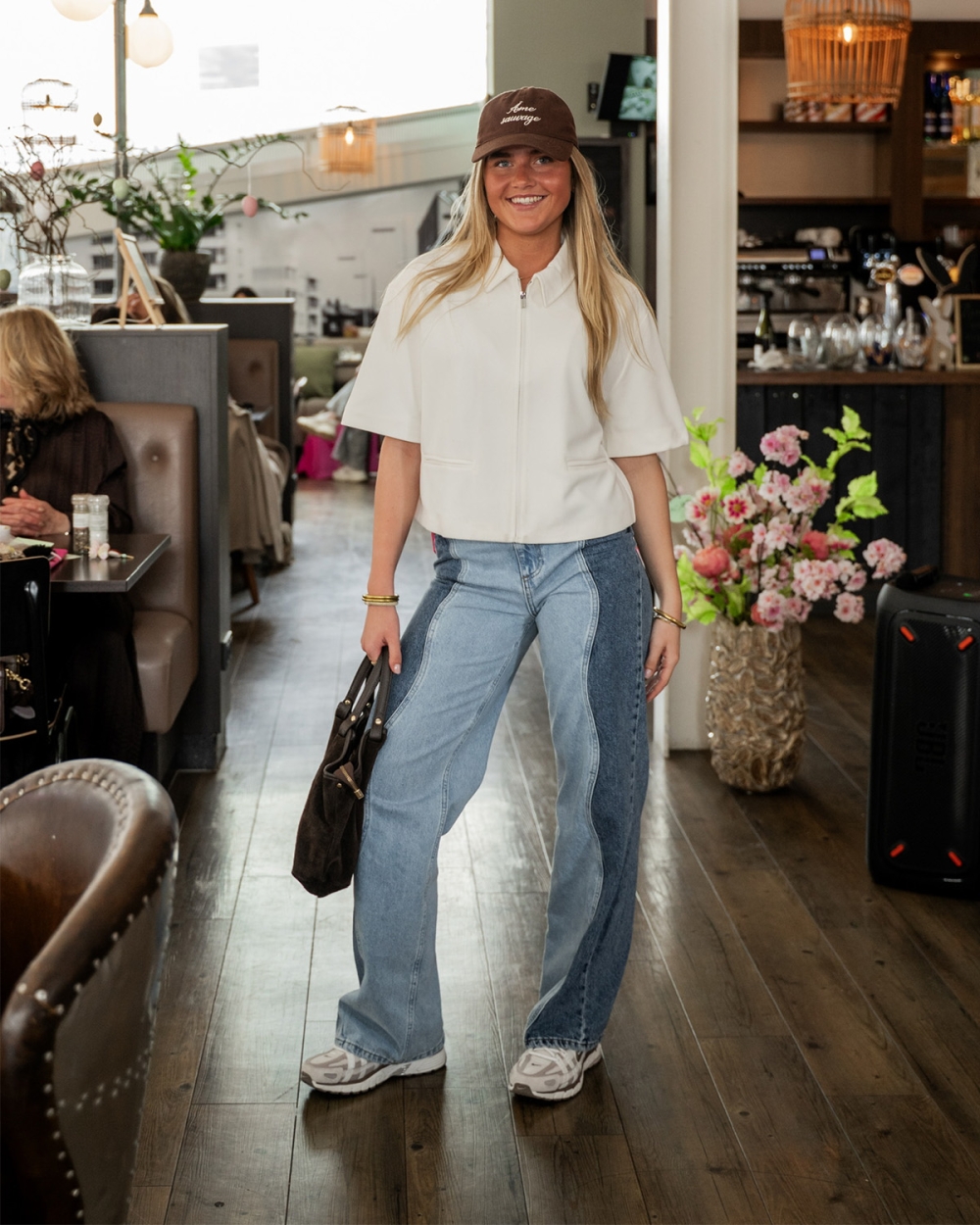 WIDE LEG JEANS YVE BLAUW/ LICHTBLAUW