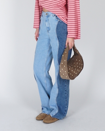 WIDE LEG JEANS YVE BLAUW/ LICHTBLAUW