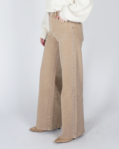 Gossip WIDE LEG JEANS MET STUDS BEIGE