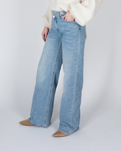 Gossip WIDE LEG JEANS SCHUINE KNOOP BLAUW