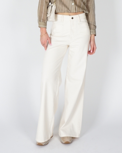 WIDE LEG JEANS SCARLET ECRU