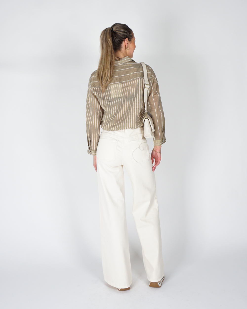 WIDE LEG JEANS SCARLET ECRU