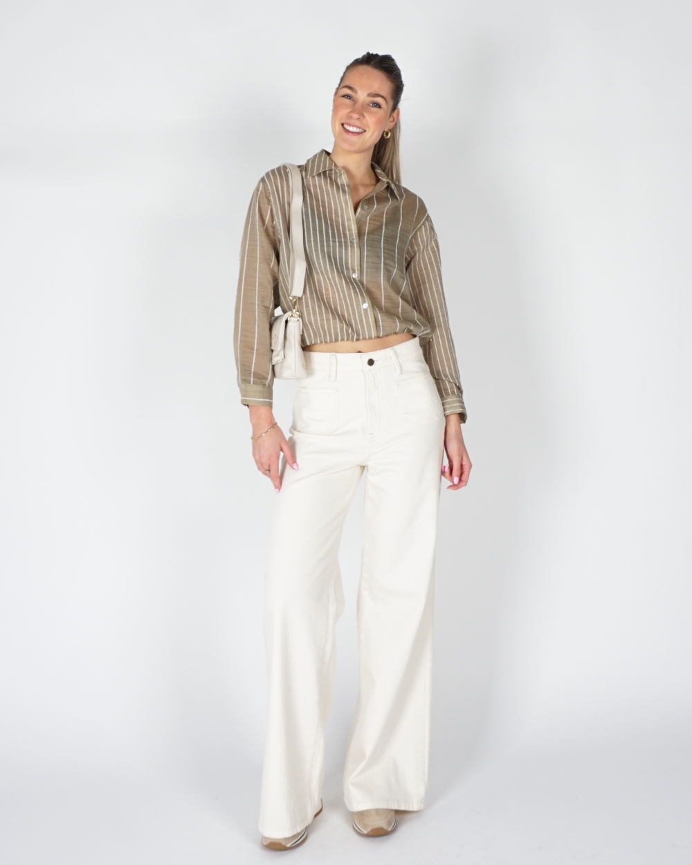 WIDE LEG JEANS SCARLET ECRU